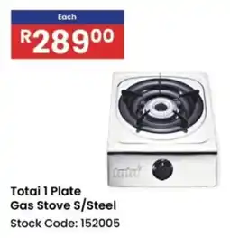 Africa Cash and Carry Total 1 Plate Gas Stove S/Steel offer