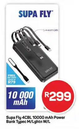 Pick n Pay Supa Fly 4CBL 10000 mAh Power Bank Typec M/Lghtn W/L offer