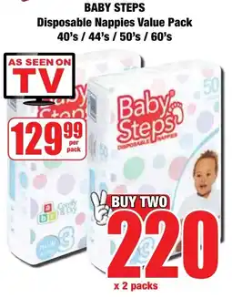Boxer Superstores BABY STEPS Disposable Nappies Value Pack offer