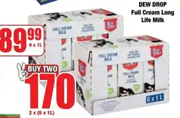 Boxer Superstores DEW DROP Full Cream Long Life Milk offer