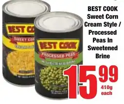 Boxer Superstores BEST COOK Sweet Corn Cream Style/ Processed Peas In Sweetened Brine offer