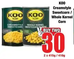 Boxer Superstores KOO Creamstyle Sweetcorn/ Whole Kernel Corn offer
