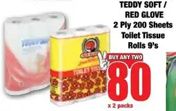 Boxer Superstores TEDDY SOFT/ RED GLOVE 2 Ply 200 Sheets Toilet Tissue Rolls offer