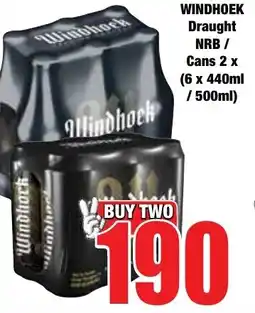 Boxer Superstores WINDHOEK Draught NRB/ Cans offer
