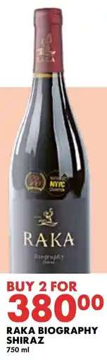 Woolworths Raka biography shiraz offer