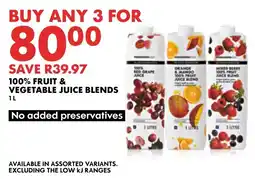 Woolworths 100% fruit & vegetable juice blends offer