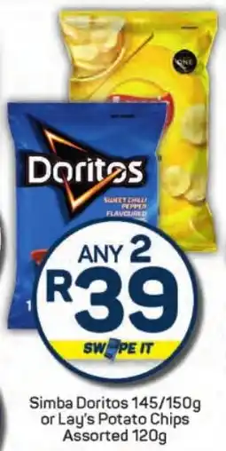Pick n Pay Hypermarket Simba Doritos or Lay's Potato Chips Assorted offer