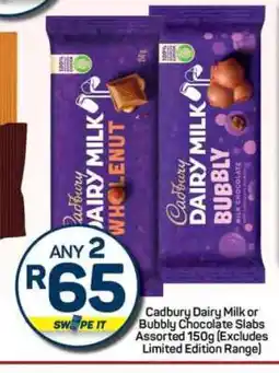 Pick n Pay Hypermarket Cadbury Dairy Milk or Bubbly Chocolate Slabs offer