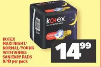 Usave Kotex Maxi Night/Normal/Young with Wings Sanitary Pads offer