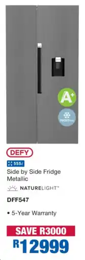 OK Furniture DEFY Side by Side Fridge Metallic offer