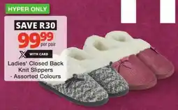 Checkers Ladies' Closed Back Knit Slippers offer