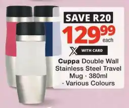 Checkers Cuppa Double Wall Stainless Steel Travel Mug offer