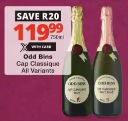Checkers Odd Bins Cap Classique All Variants offer