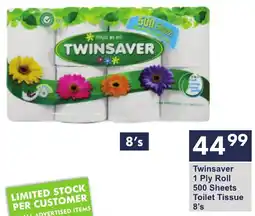 President Hyper Twinsaver 1 Ply Roll 500 Sheets Toilet Tissue offer