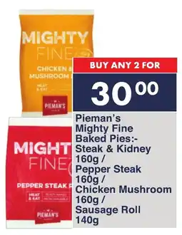 President Hyper Pieman's Mighty Fine Baked Pies Steak & Kidney/ Pepper Steak/ Chicken Mushroom/ Sausage Roll offer