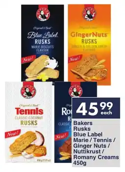 President Hyper Bakers Rusks Blue Label Marie/ Tennis/ Ginger Nuts/ Nuttikrust/ Romany Creams offer