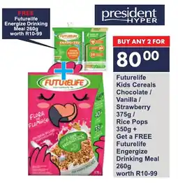 President Hyper Futurelife Kids Cereals Chocolate/ Vanilla/ Strawberry/ Rice Pops offer