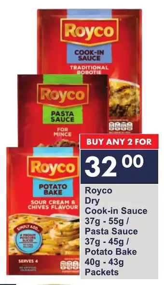 President Hyper Royco Dry Cook-in Sauce/ Pasta Sauce/ Potato Bake Packets offer