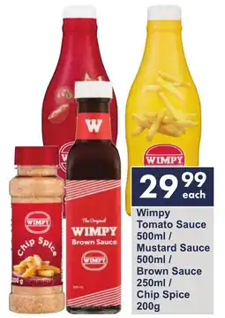 President Hyper Wimpy Tomato Sauce/ Mustard Sauce/ Brown Sauce/ Chip Spice offer