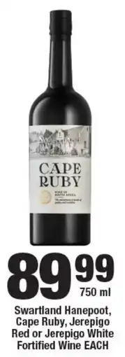 OK Foods Swartland Hanepoot, Cape Ruby, Jerepigo Red or Jerepigo White Fortified Wine offer