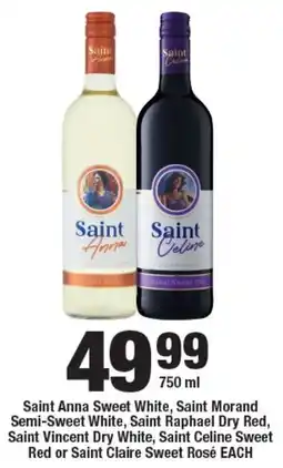 OK Foods Saint Anna Sweet White, Saint Morand Semi-Sweet White, Saint Raphael Dry Red, Saint Vincent Dry White, Saint Celine Sweet Red offer