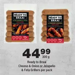 OK Foods Ready to Braai Cheese & Onion or Jalapeño & Feta Grillers offer