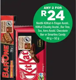 OK Foods Nestlé KitKat 4-Finger Asstd., KitKat Chunky Asstd., Bar One, Tex, Aero Asstd. Chocolate Bar or Smarties Candy offer