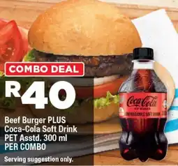 OK Foods Beef Burger PLUS Coca-Cola Soft Drink Asstd. offer