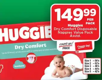 OK Foods Huggies Dry Comfort Disposable Nappies Value Pack Asstd. offer