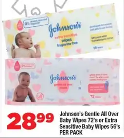OK Foods Johnson's Gentle All Over Baby Wipes or Extra Sensitive Baby Wipes offer