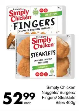 Save Simply Chicken Nuggets/Burgers/ Fingers/ Steaklets Bites offer