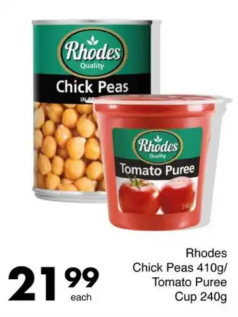 Save Rhodes Chick Peas/ Tomato Puree Cup offer