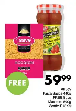 Save All Joy Pasta Sauce + FREE Save Macaroni offer