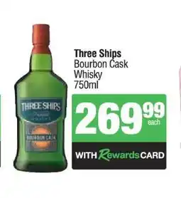 Spar Tops Three Ships Bourbon Cask Whisky 750ml offer