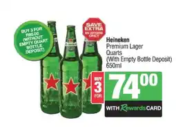 Spar Tops Heineken Premium Lager Quarts offer