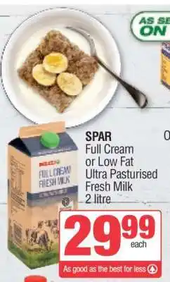 Spar SPAR Full Cream or Low Fat Ultra Pasturised Fresh Milk offer
