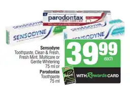 Spar Sensodyne or Parodontax Toothpaste offer