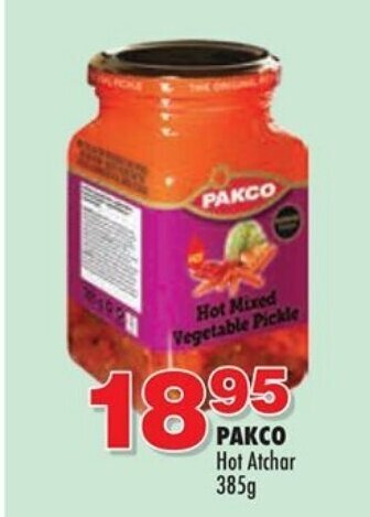 Choppies Pakco Hot Atchar 385g offer