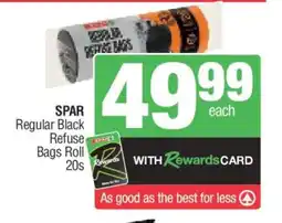 Spar SPAR Regular Black Refuse Bags Roll 20s offer