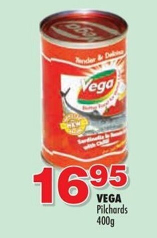 Choppies Vega Pilchards 400g offer