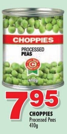 Choppies Choppies Processed Peas 410g offer