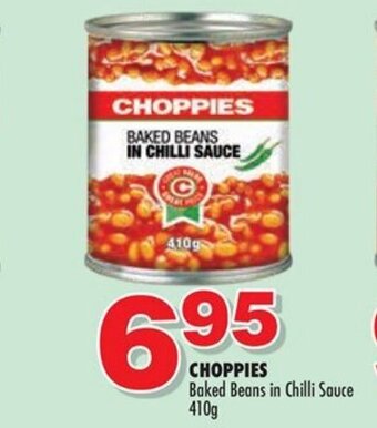 Choppies Baked Beans in Chilli sauce 410g