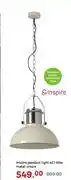 Leroy Merlin Inspire E27 30W Metal Cream Pendant Light offer
