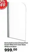 Leroy Merlin Nerea Bath Screen Chrome Pivot Screen With 4mm Clear Glass W76cm x H130cm offer