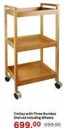 Leroy Merlin Trolley With Three Bamboo Shelves Including Wheels offer