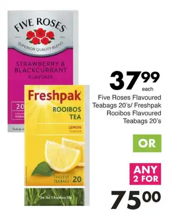 Save Five Roses Flavoured Teabags/ Freshpak Rooibos Flavoured Teabags offer