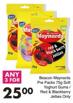 Save Beacon Maynards Pre Packs Soft Yoghurt Gums/ Red & Blackberry Jellies Only offer