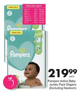 Save Pampers Active Baby Jumbo Pack Diapers offer