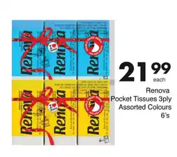 Save Renova Pocket Tissues 3ply Assorted Colours offer