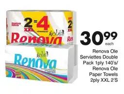 Save Renova Ole Serviettes Double Pack 1ply/ Renova Ole Paper Towels 2ply XXL offer